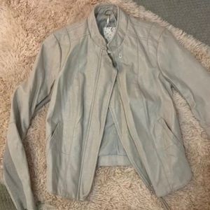 Free People Vegan Faux Leather Taupe Moto Jacket